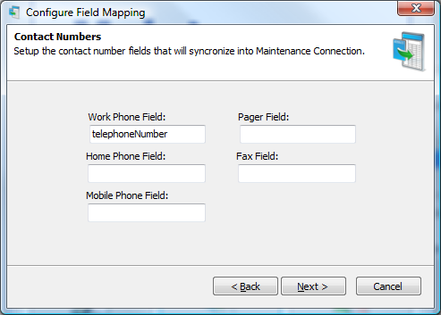 Novell LDAP Field Mapping Contact Numbers Screen